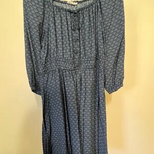 Lucky Brand Navy Geometric Long Sleeve Dress